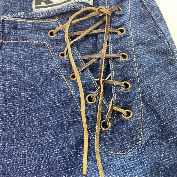 Vintage Rave R4R Denim Capri Blue Jeans Distress - Picture 14 of 16